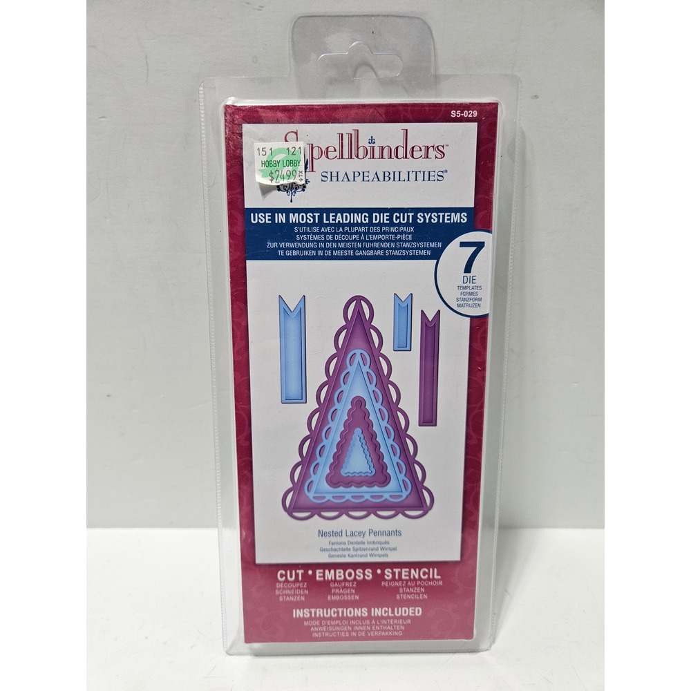 Spellbinders Nested Lacey Pennants Shapeabilities Die Templates S5-029 7 Piece
